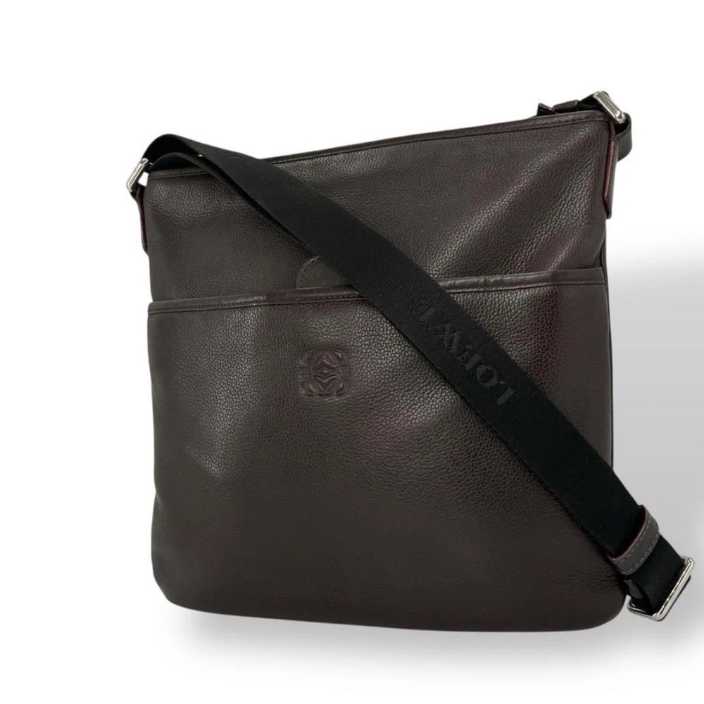 Loewe Dark Brown Leather Messenger Bag